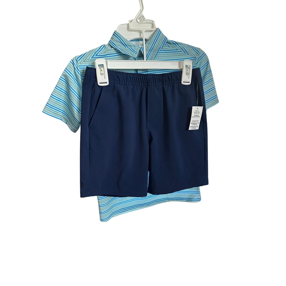 IZOD Boys Size S/P (6/7) Striped Polo Shirt &‎ Shorts Set - 2 Piece Outfit NWT